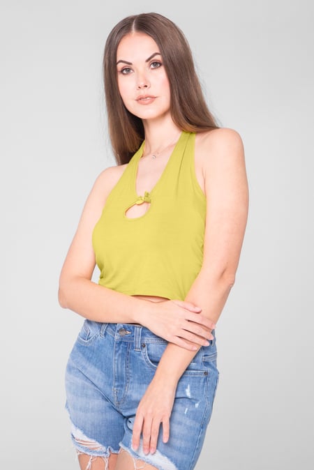 Red Halter Neck Crop Tank Top