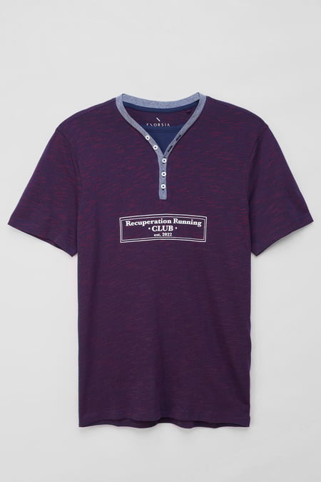 Blue Half Placket Y/D T-Shirt