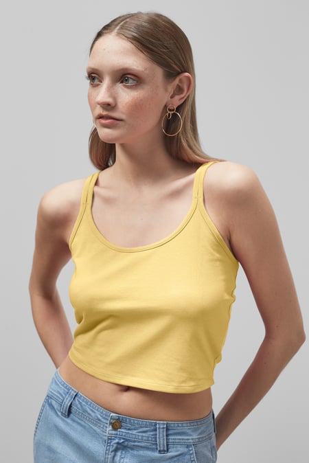 Yellow Cross Back Crop Cami
