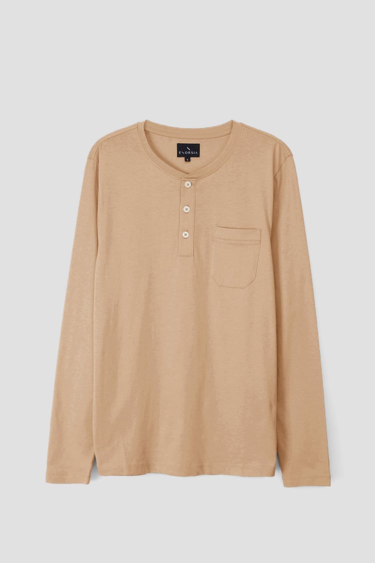Half Placket Long Sleeve T-Shirt