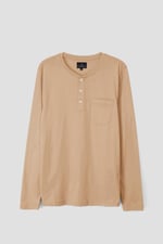 Half Placket Long Sleeve T-Shirt