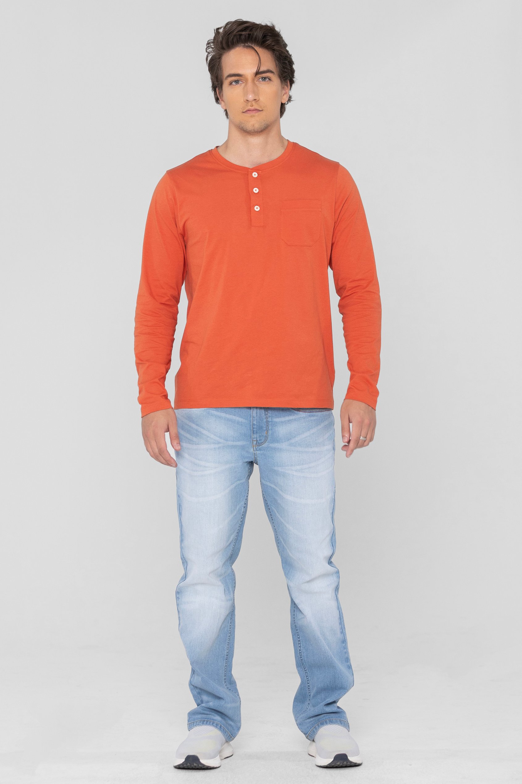 Half Placket Long Sleeve T-Shirt