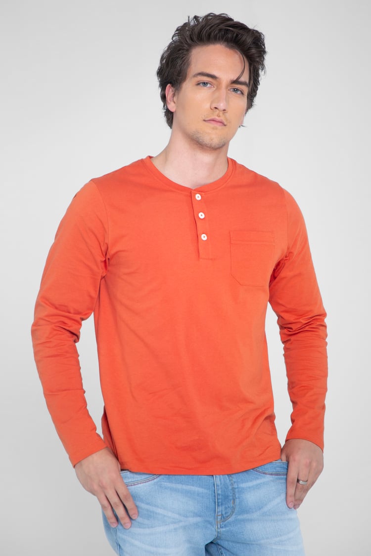 Half Placket Long Sleeve T-Shirt