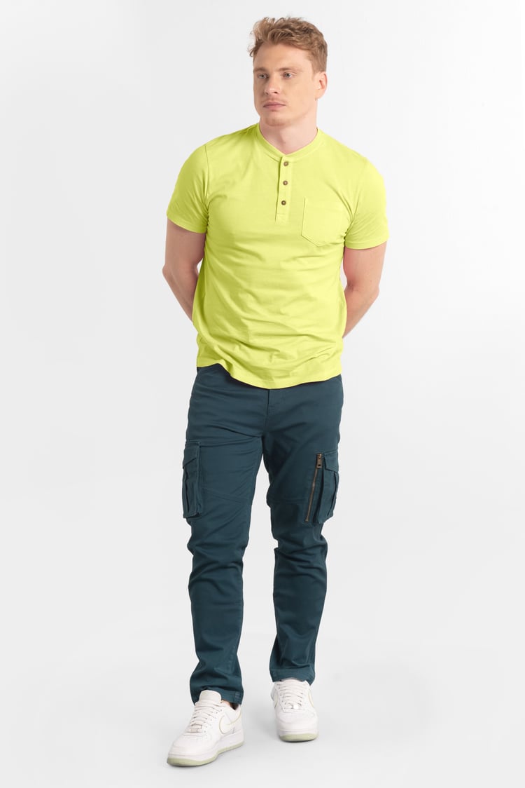 Short Sleeve Henley Washed Tee