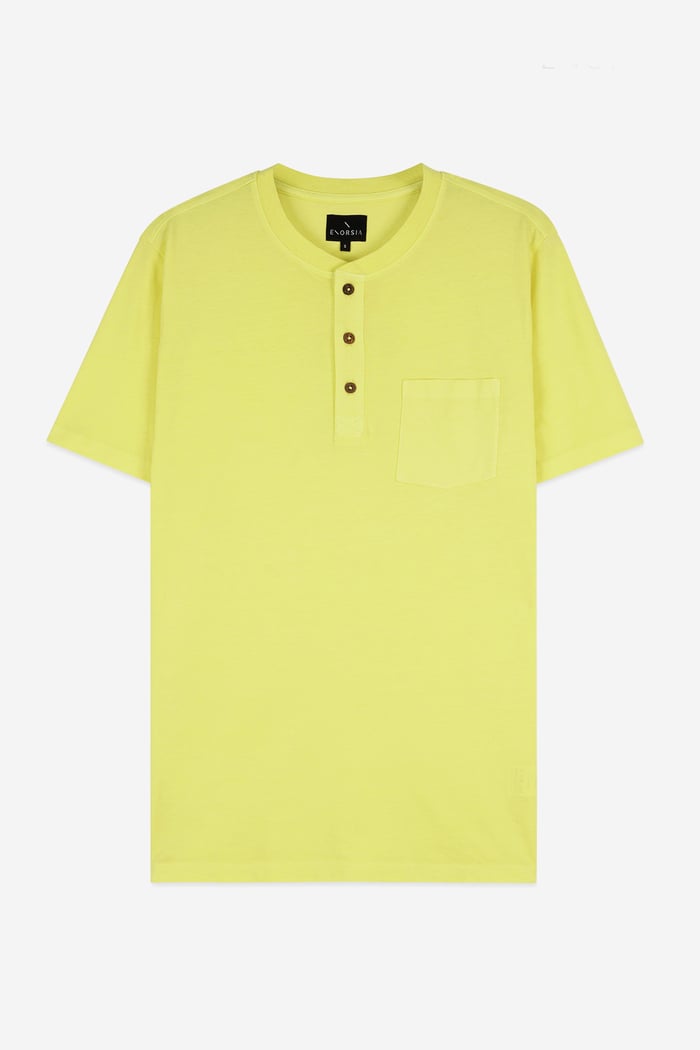 Short Sleeve Henley Washed Tee