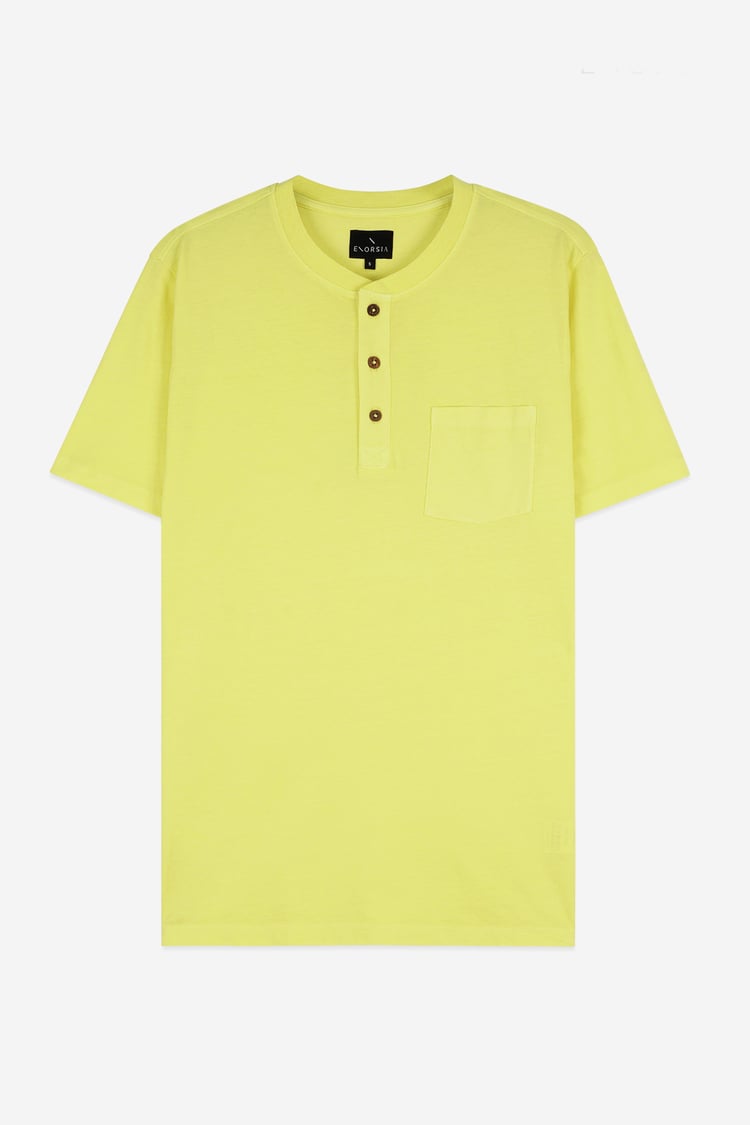 Short Sleeve Henley Washed Tee