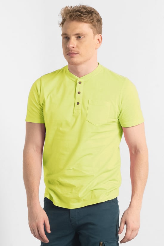 Short Sleeve Henley Washed Tee