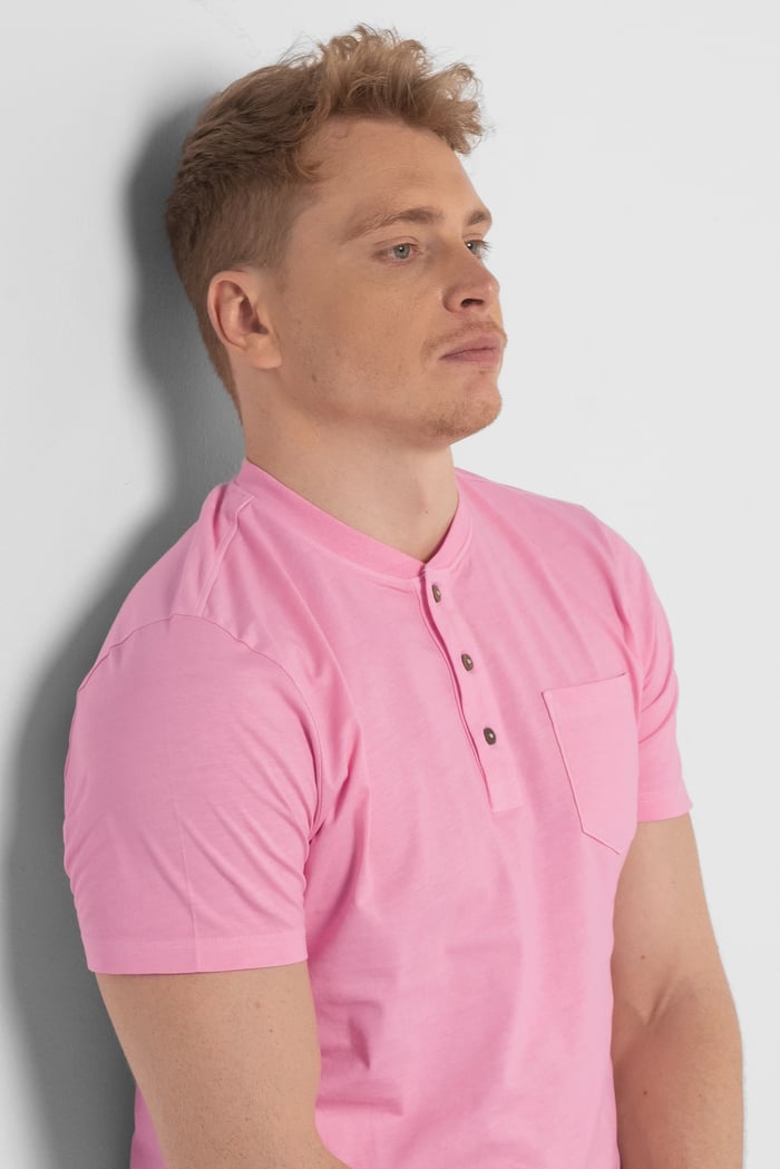 Short Sleeve Henley Washed Tee