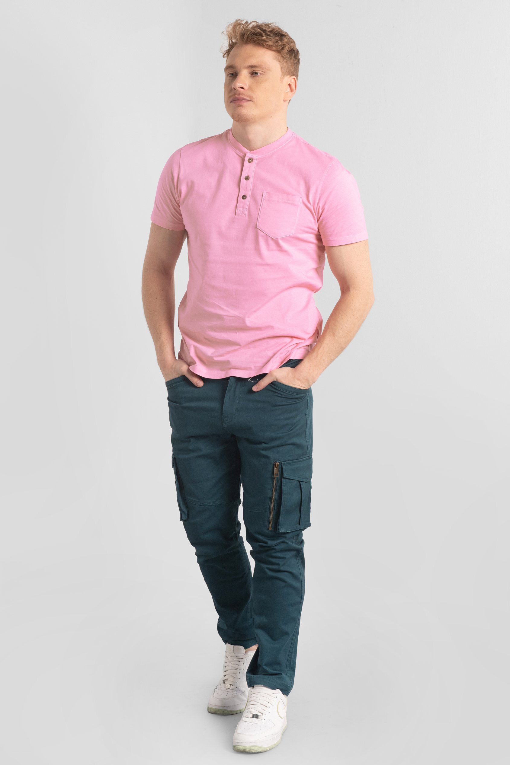 Short Sleeve Henley Washed Tee