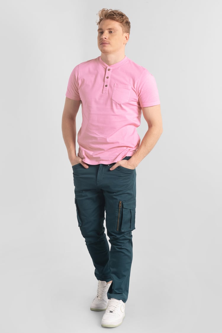 Short Sleeve Henley Washed Tee