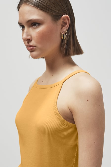 Yellow Square Neck Ribbed Cami