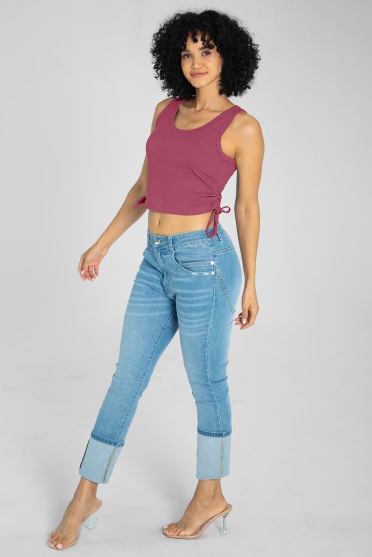 Ruched Rib Vest Tank Top