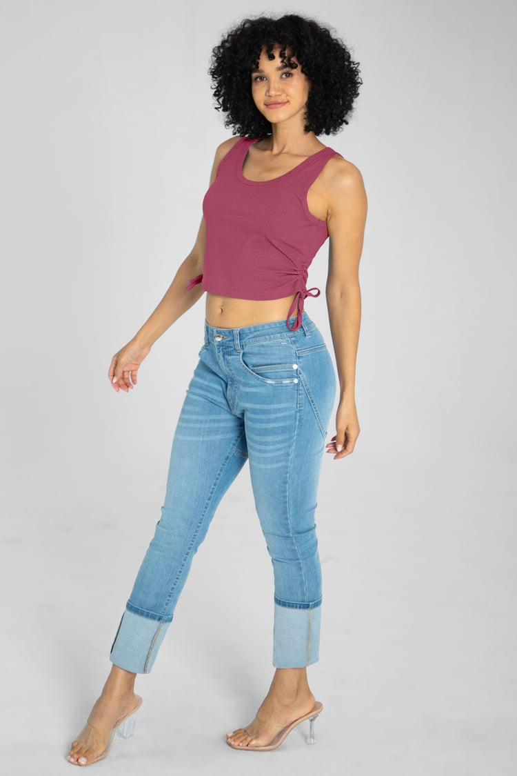 Ruched Rib Vest Tank Top