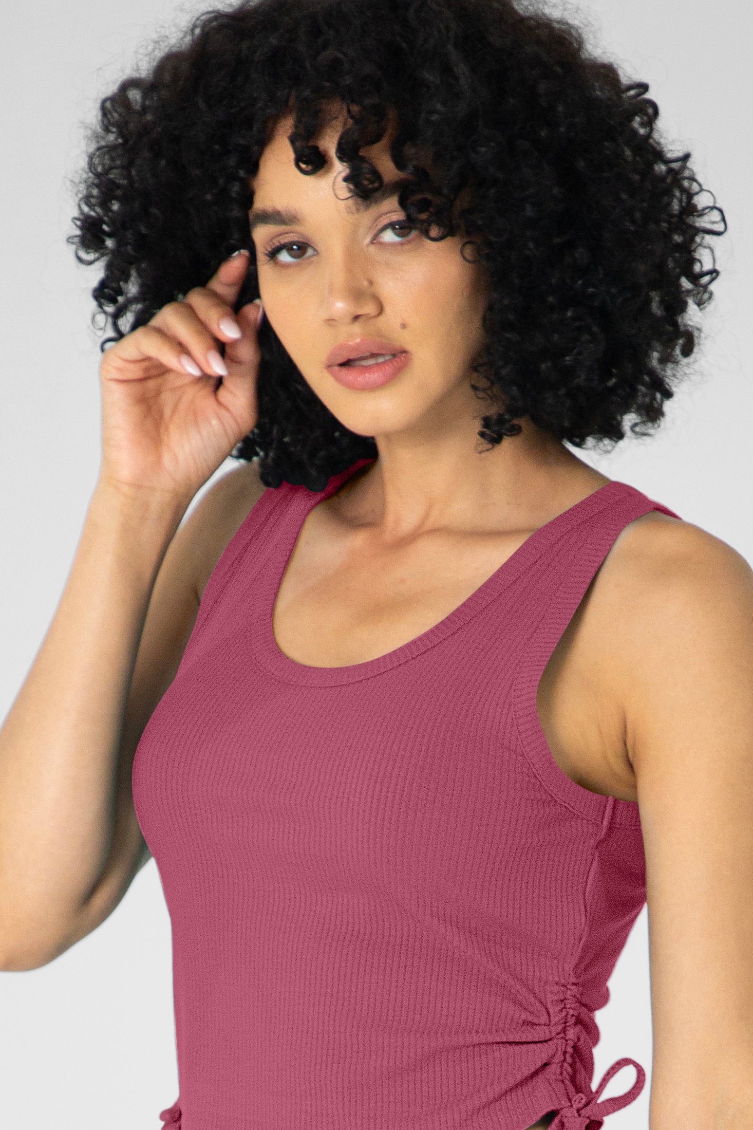 Ruched Rib Vest Tank Top