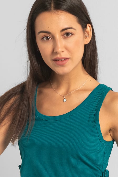 Green Ruched Rib Vest Tank Top