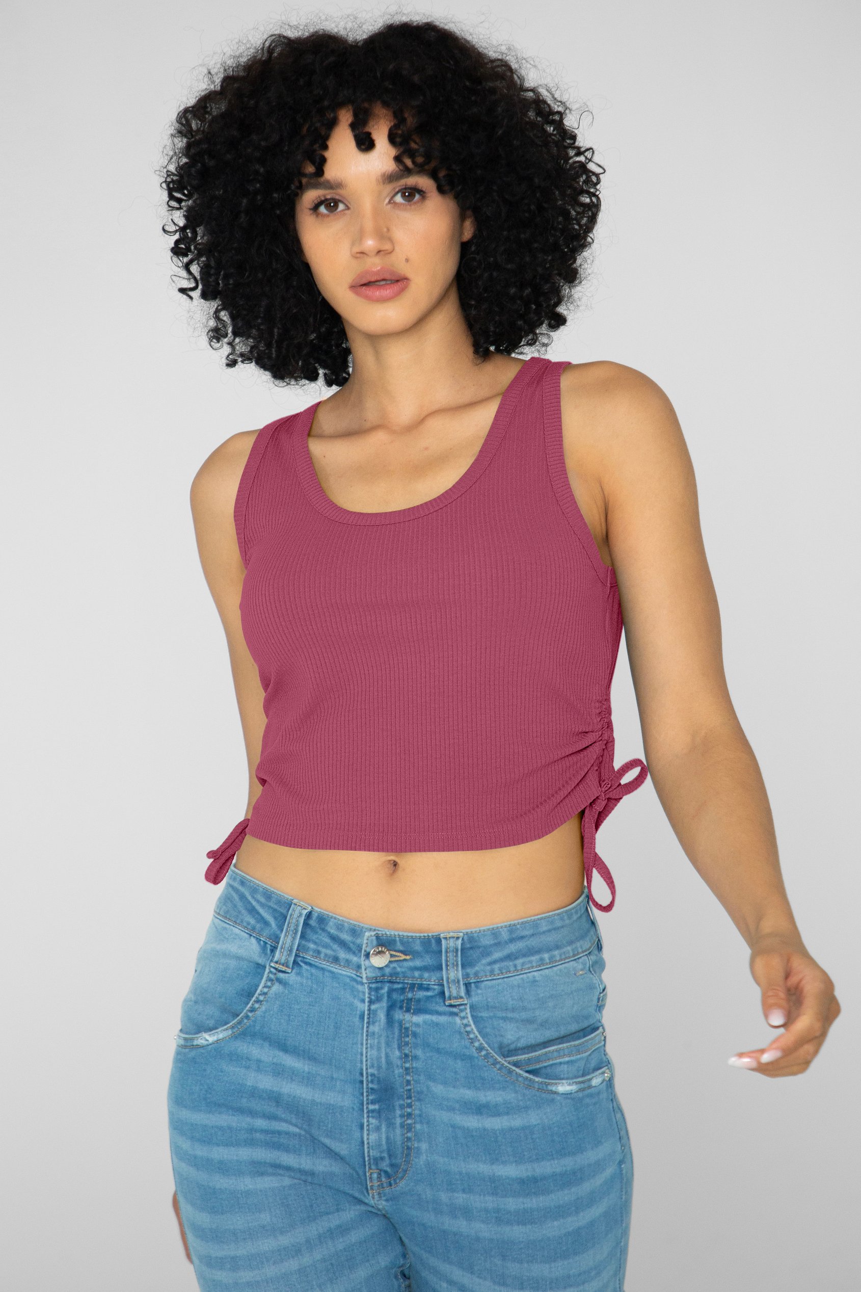 Ruched Rib Vest Tank Top