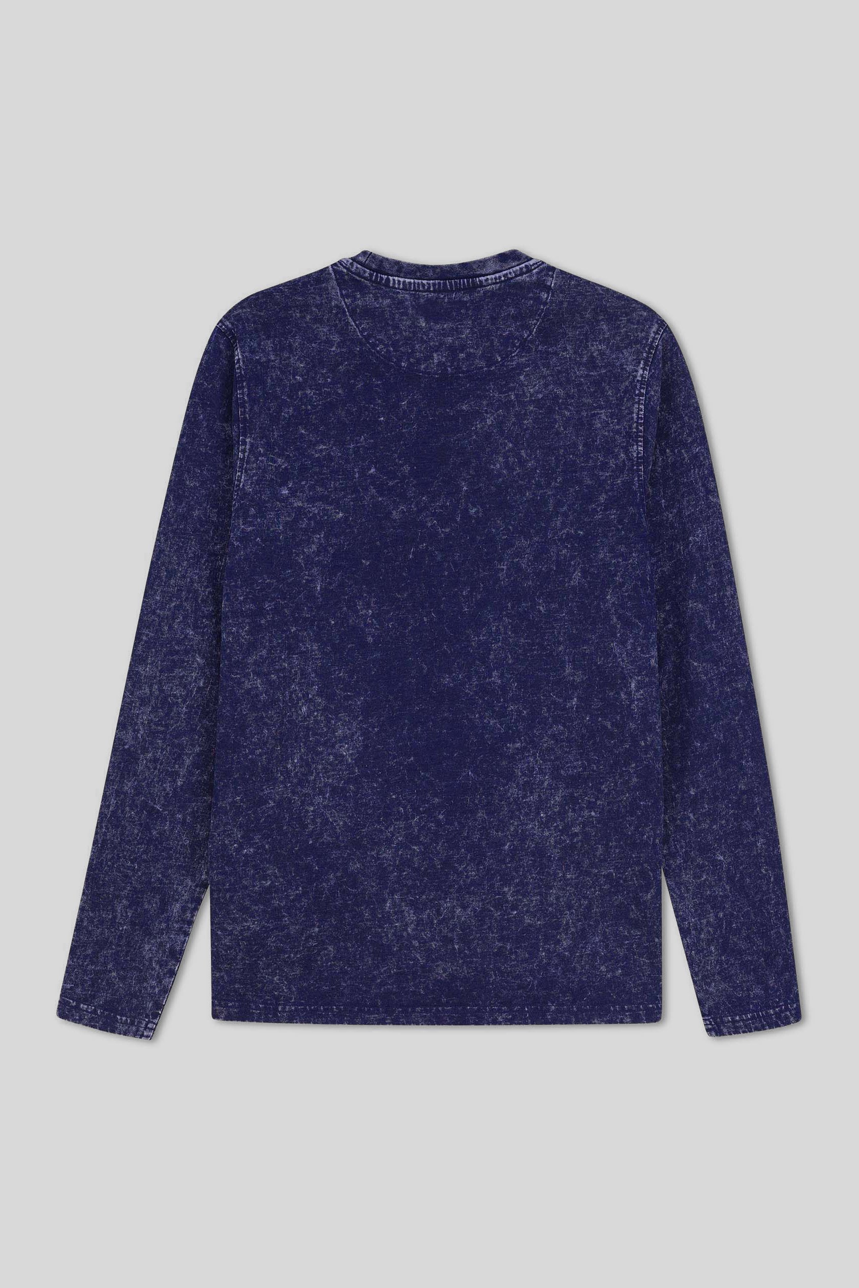 Mens Long Sleeve Indigo Washed T-Shirt