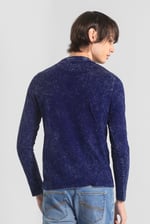 Mens Long Sleeve Indigo Washed T-Shirt