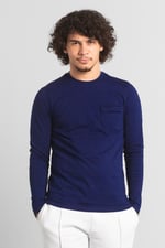 Mens Long Sleeve Indigo Washed T-Shirt