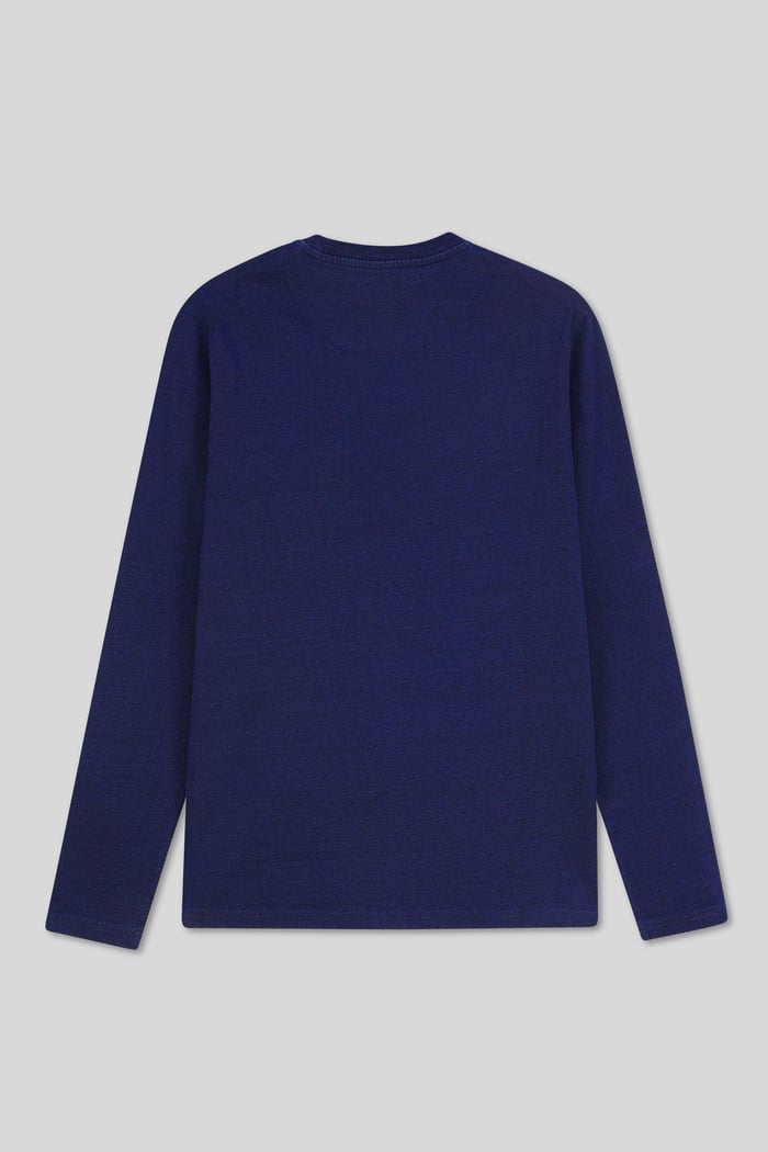 Mens Long Sleeve Indigo Washed T-Shirt