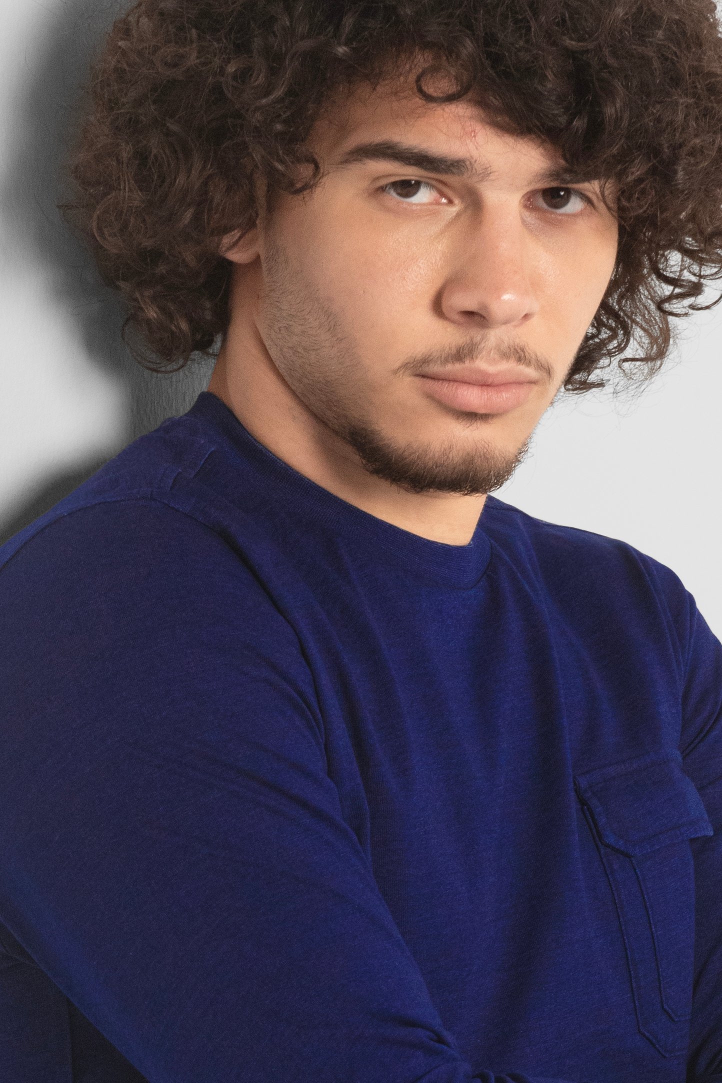 Mens Long Sleeve Indigo Washed T-Shirt