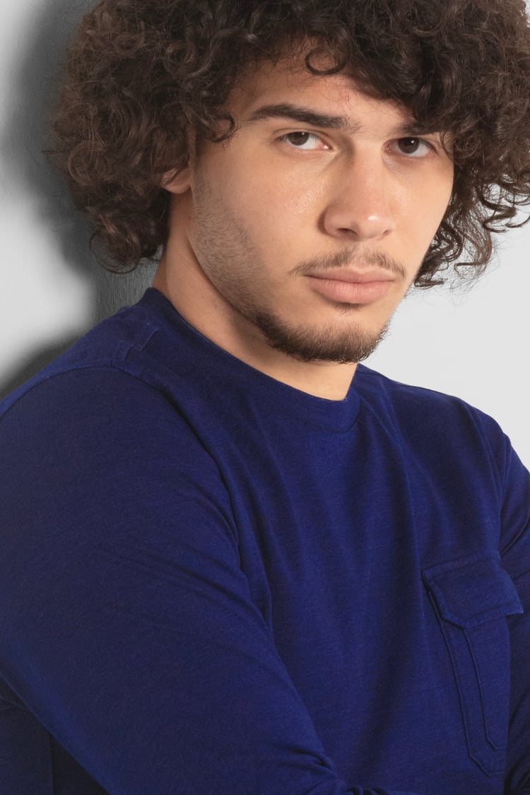 Mens Long Sleeve Indigo Washed T-Shirt