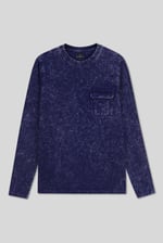 Mens Long Sleeve Indigo Washed T-Shirt