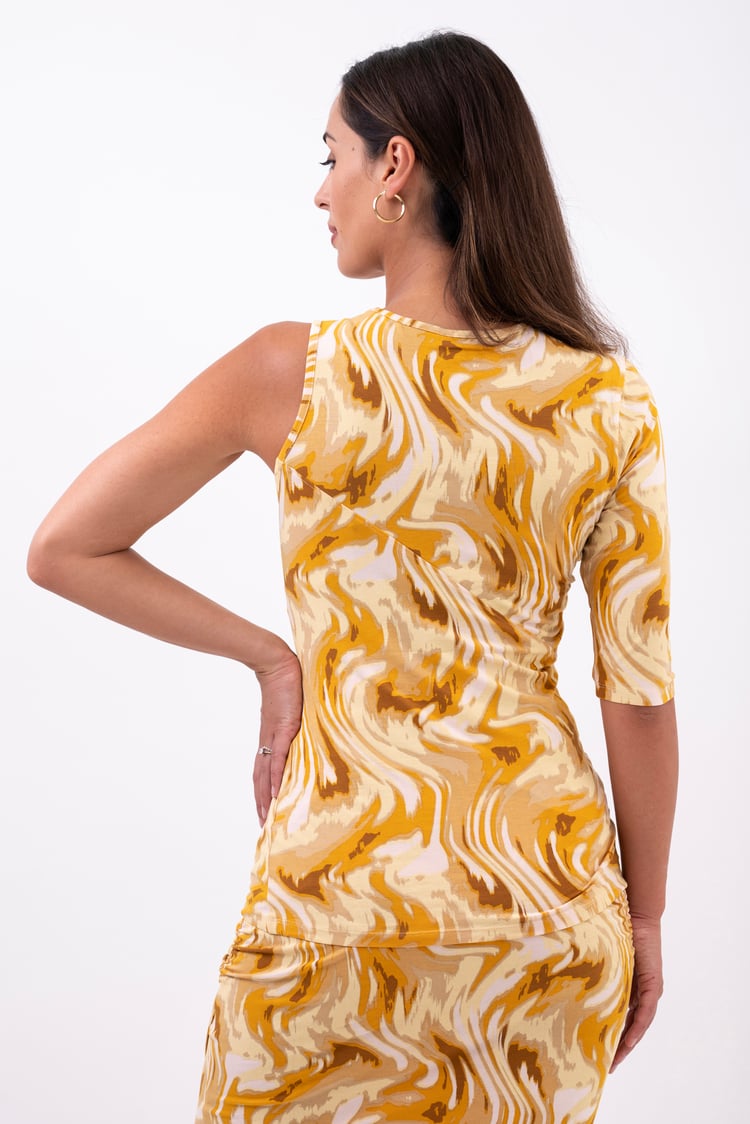 Womens One-Shoulder Fluid Printed Tops