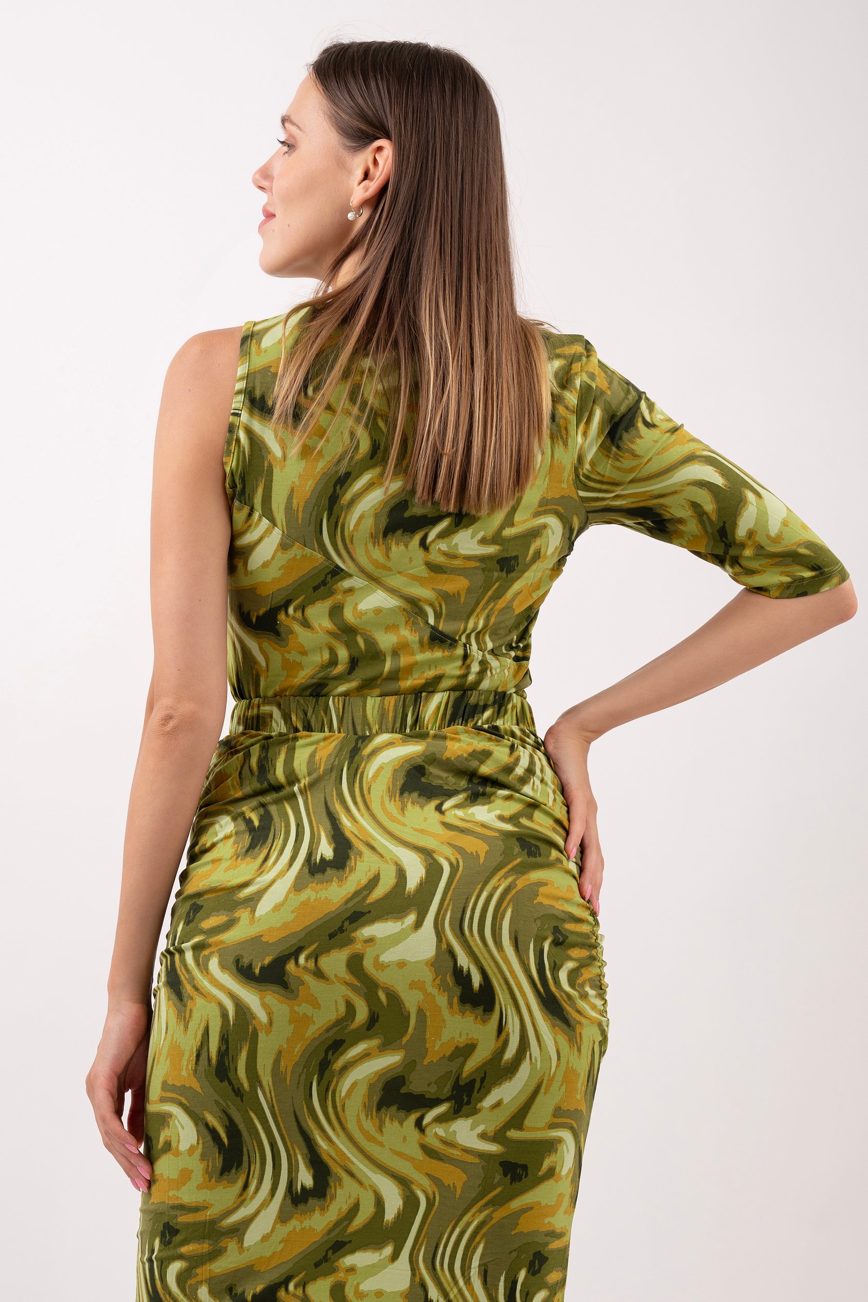 Womens One-Shoulder Fluid Printed Tops