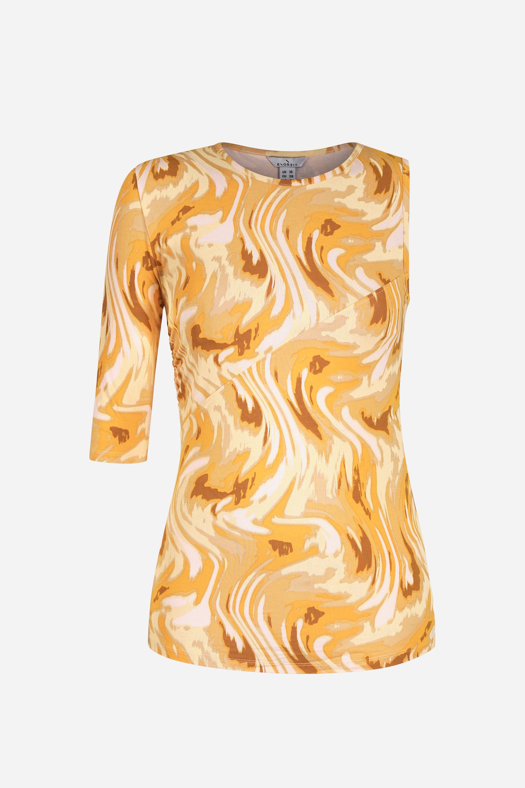 Womens One-Shoulder Fluid Printed Tops