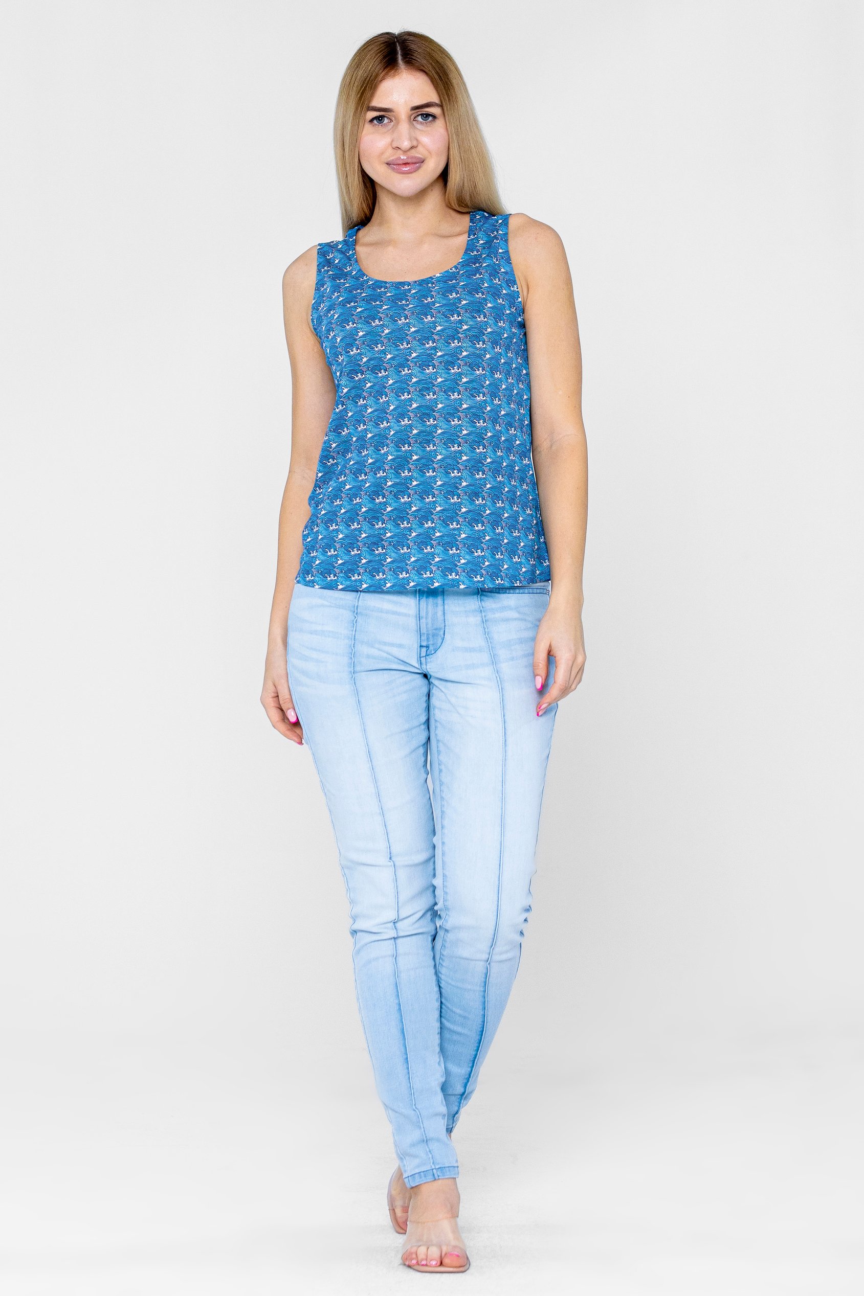 Wave Printed Vest Tank Top