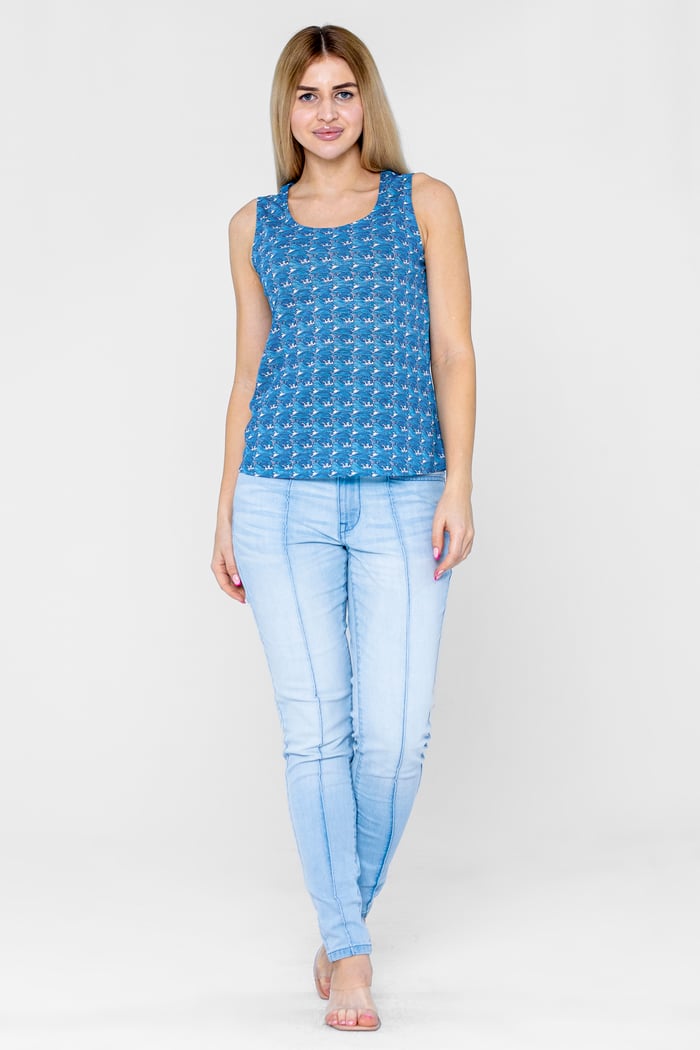 Wave Printed Vest Tank Top