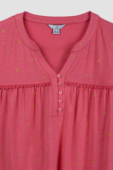 Pink Golden Printed cap sleeve Jersey tops