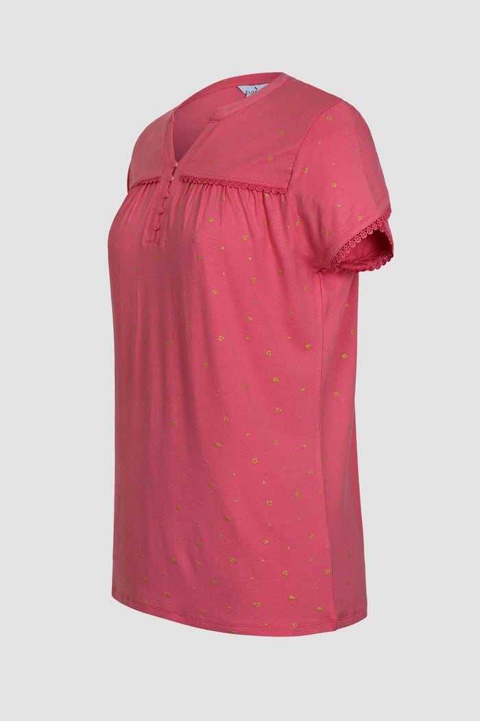 Golden Printed cap sleeve Jersey tops