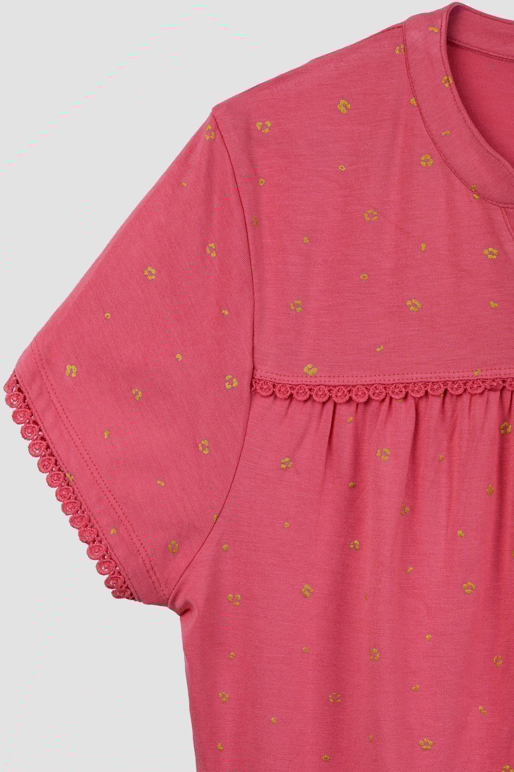 Golden Printed cap sleeve Jersey tops