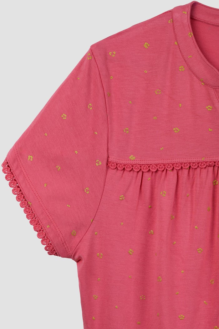 Golden Printed cap sleeve Jersey tops