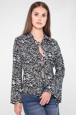 Tie Open Front Viscose Blouse