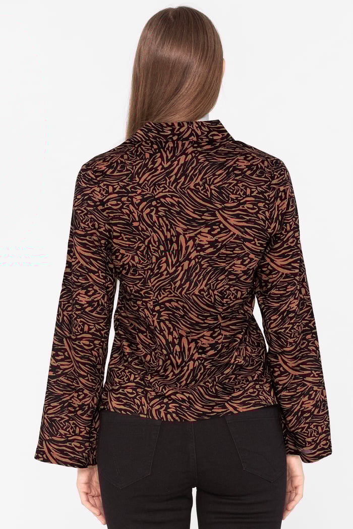 Tie Open Front Viscose Blouse