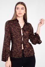 Tie Open Front Viscose Blouse