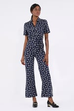 Womens Zip Through Wide Leg Jumpsuit