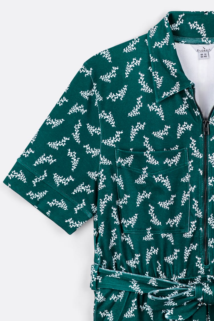 Womens Zip Through Wide Leg Jumpsuit