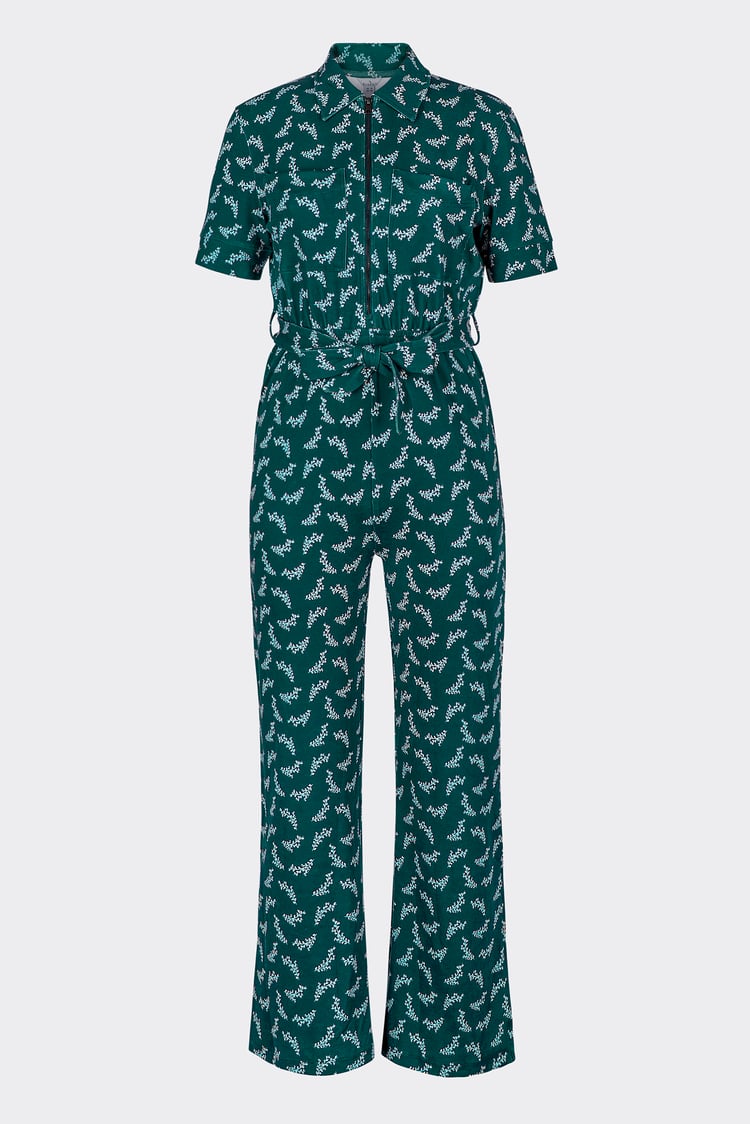 Womens Zip Through Wide Leg Jumpsuit