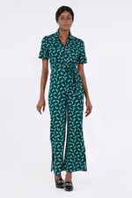 Womens Zip Through Wide Leg Jumpsuit