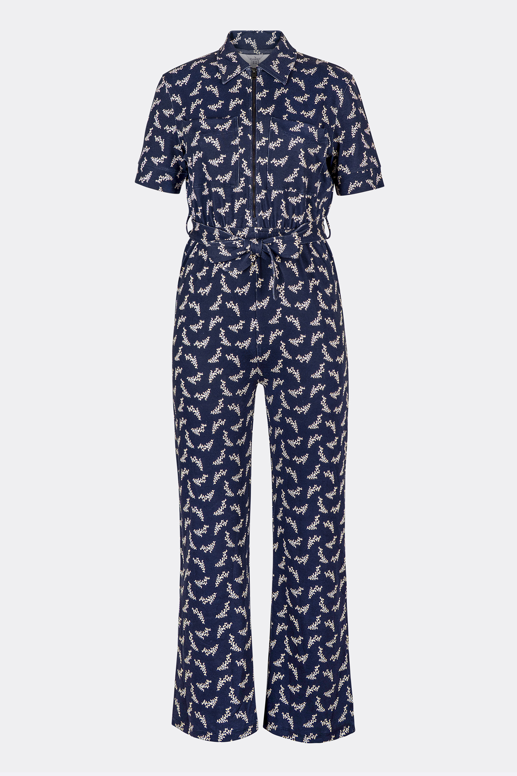 Womens Zip Through Wide Leg Jumpsuit