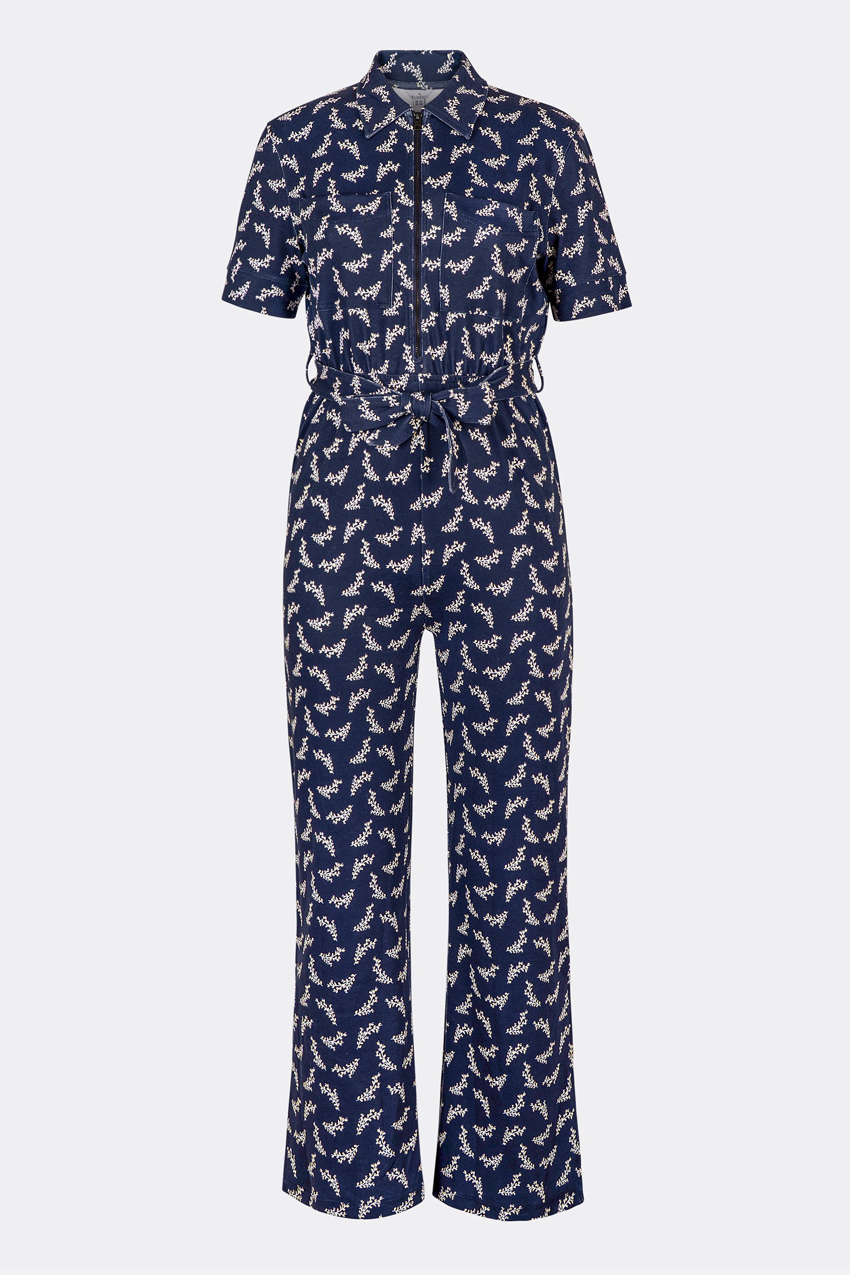 Womens Zip Through Wide Leg Jumpsuit