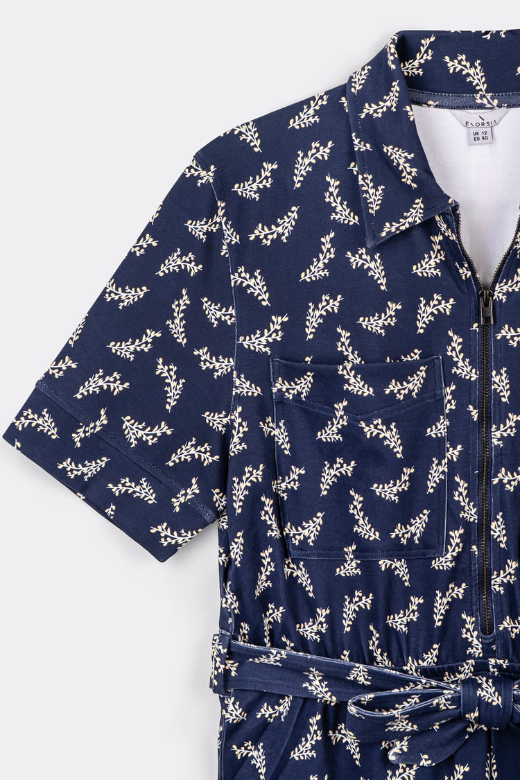 Womens Zip Through Wide Leg Jumpsuit