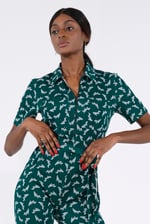 Womens Zip Through Wide Leg Jumpsuit