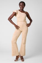 One-Shoulder Jumpsuit with Ruffle Sleeve Detail