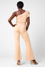 One-Shoulder Jumpsuit with Ruffle Sleeve Detail