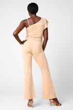 One-Shoulder Jumpsuit with Ruffle Sleeve Detail